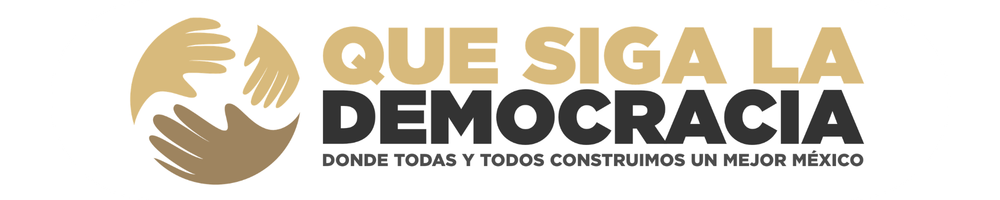 Emblema de Que Siga la Democracia — tres manos entrelazadas